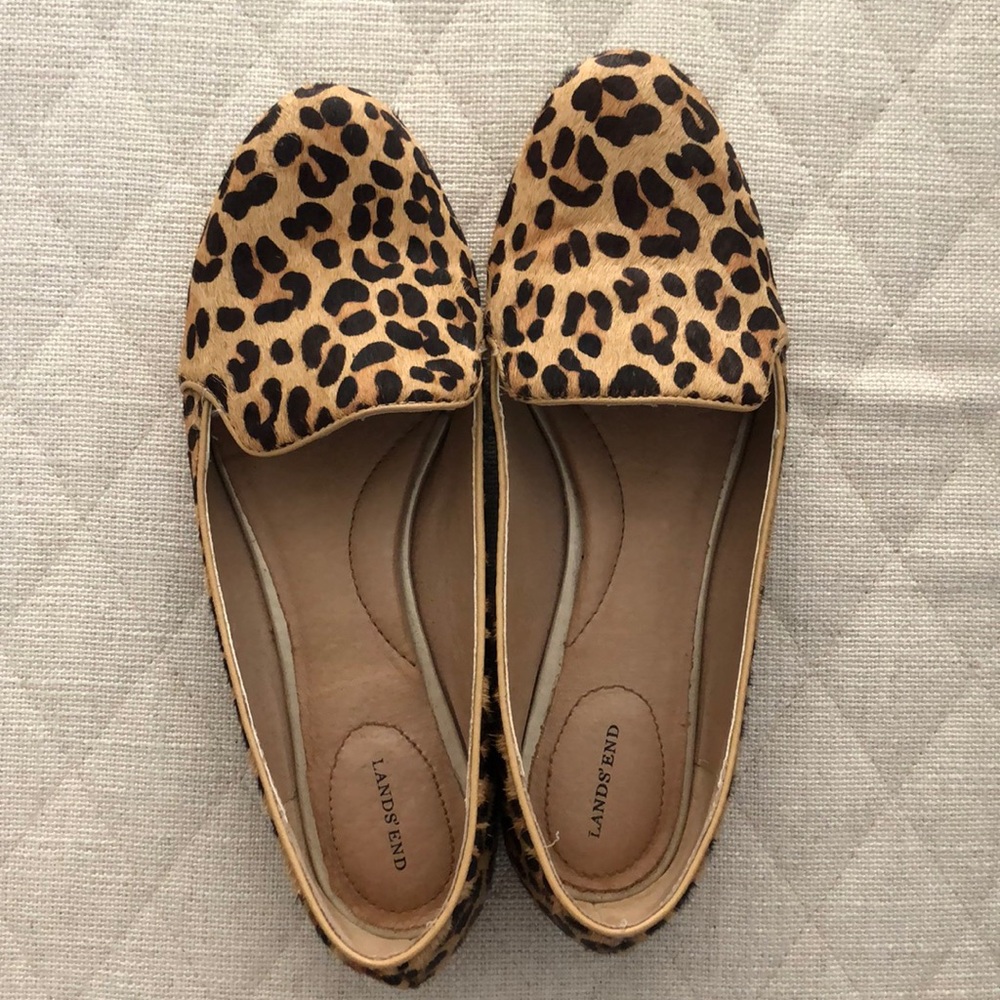 Lands end leopard print calf hair loafers